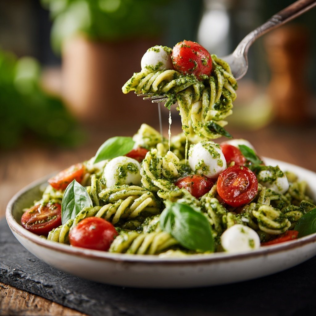 Nudelsalat Mit Pesto Und Mozzarella
