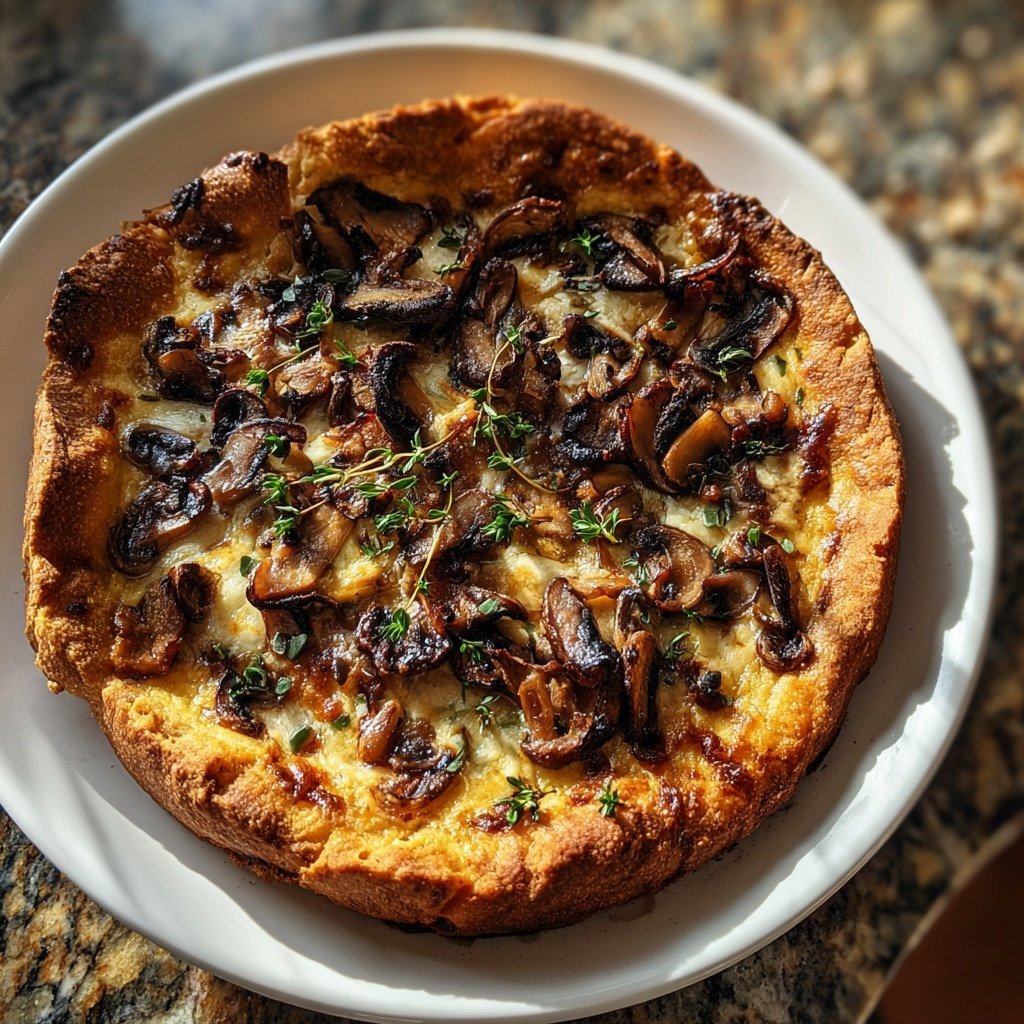 Pizza mit Pilzen und Thymian