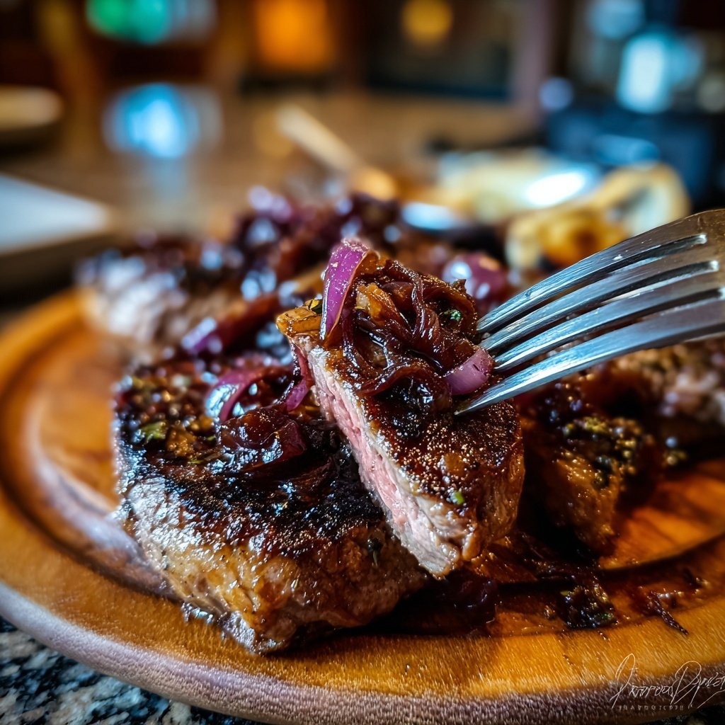 Steak mit Rotwein-Schalotten