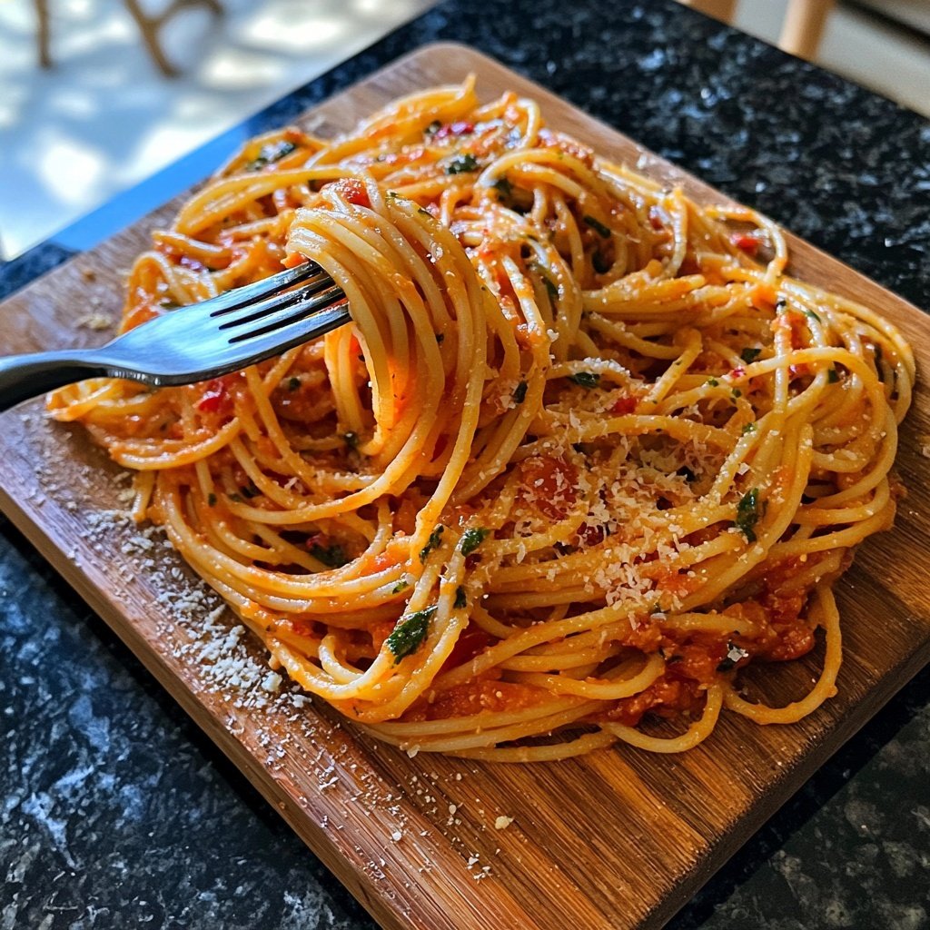 Spaghetti mit Tomaten-Basilikum-Sauce