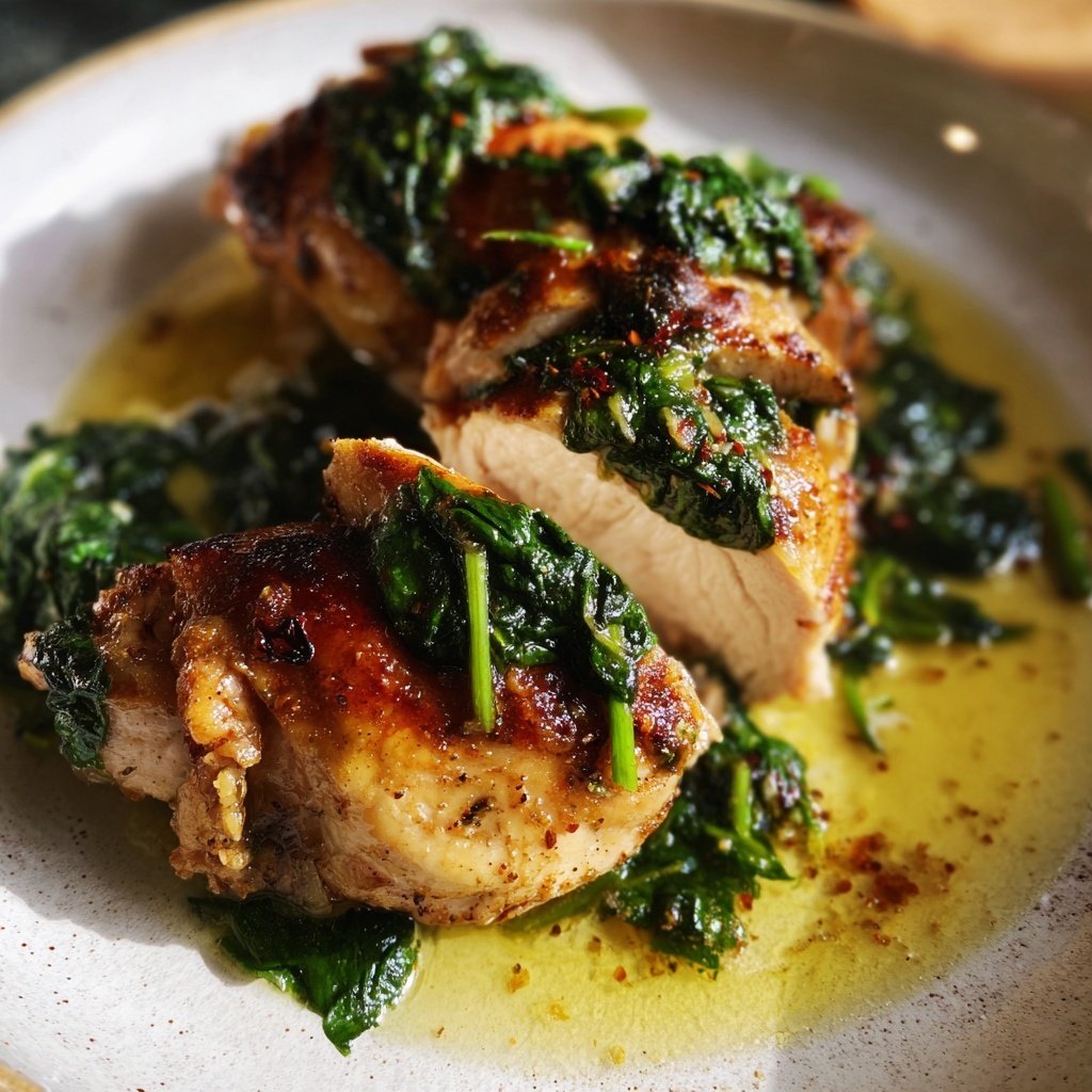 Hähnchenbrust mit Spinat