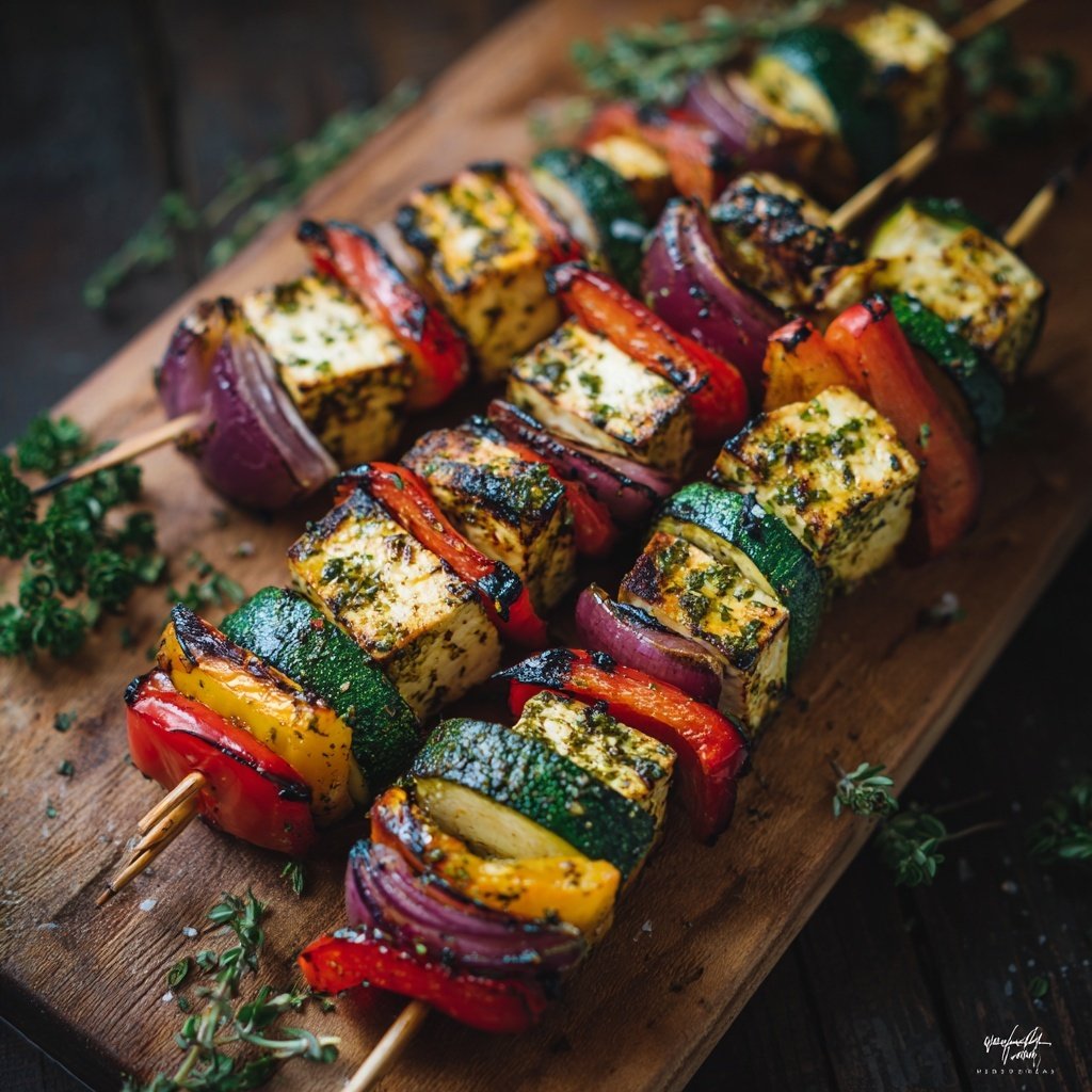 Grillspieße Mit Gemüse Und Tofu