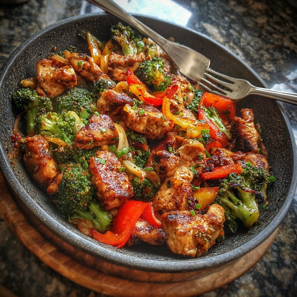 Kalorienarme Hähnchenpfanne Mit Brokkoli Und Paprika