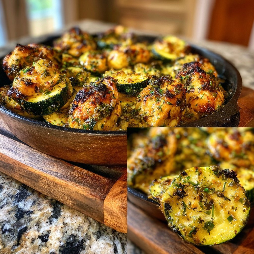 Kalorienarme Ofen Zucchini Mit Hähnchen